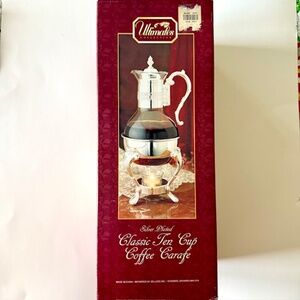 New in box Vintage Silver Plated Glass Coffee/Tea pot Carafe